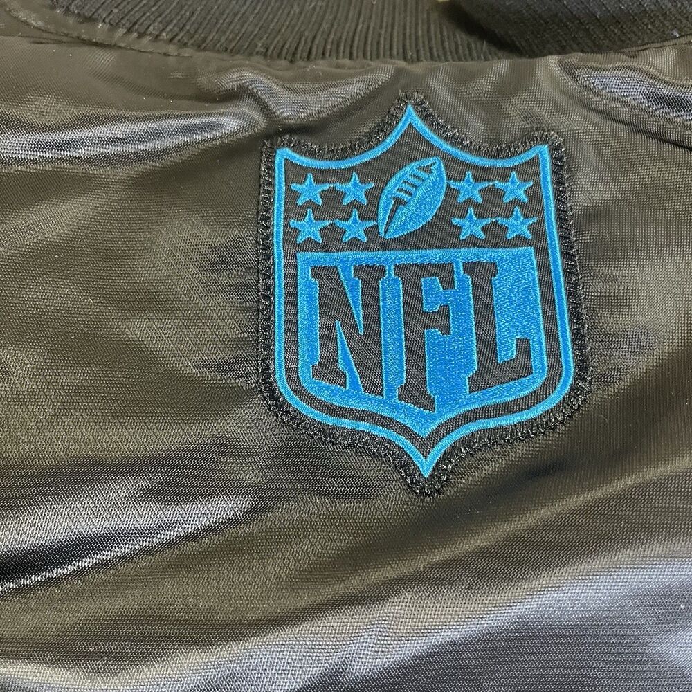 Carolina Panthers Men M Starter NFL Black Blue Satin Varsity Jacket Football - Picture 11 of 16